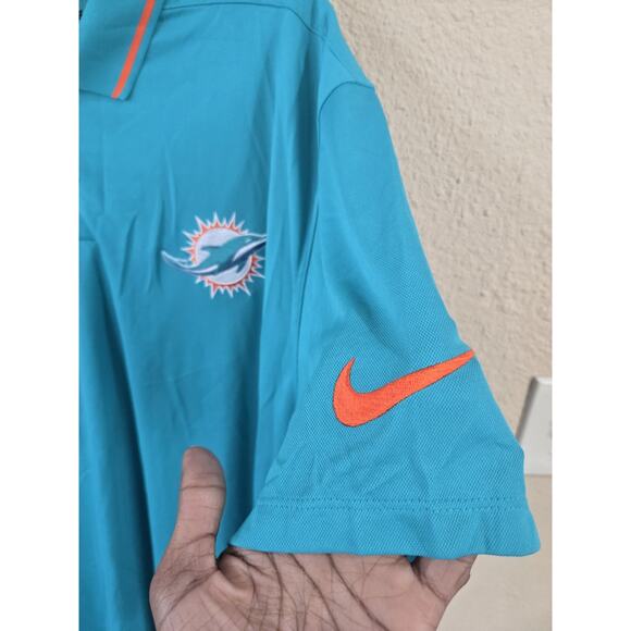 Nike Dri-Fit Miami Dolphins NFL Polo Shirt Men's Size 2XL, Teal Short Sleeve - Picture 4 of 7